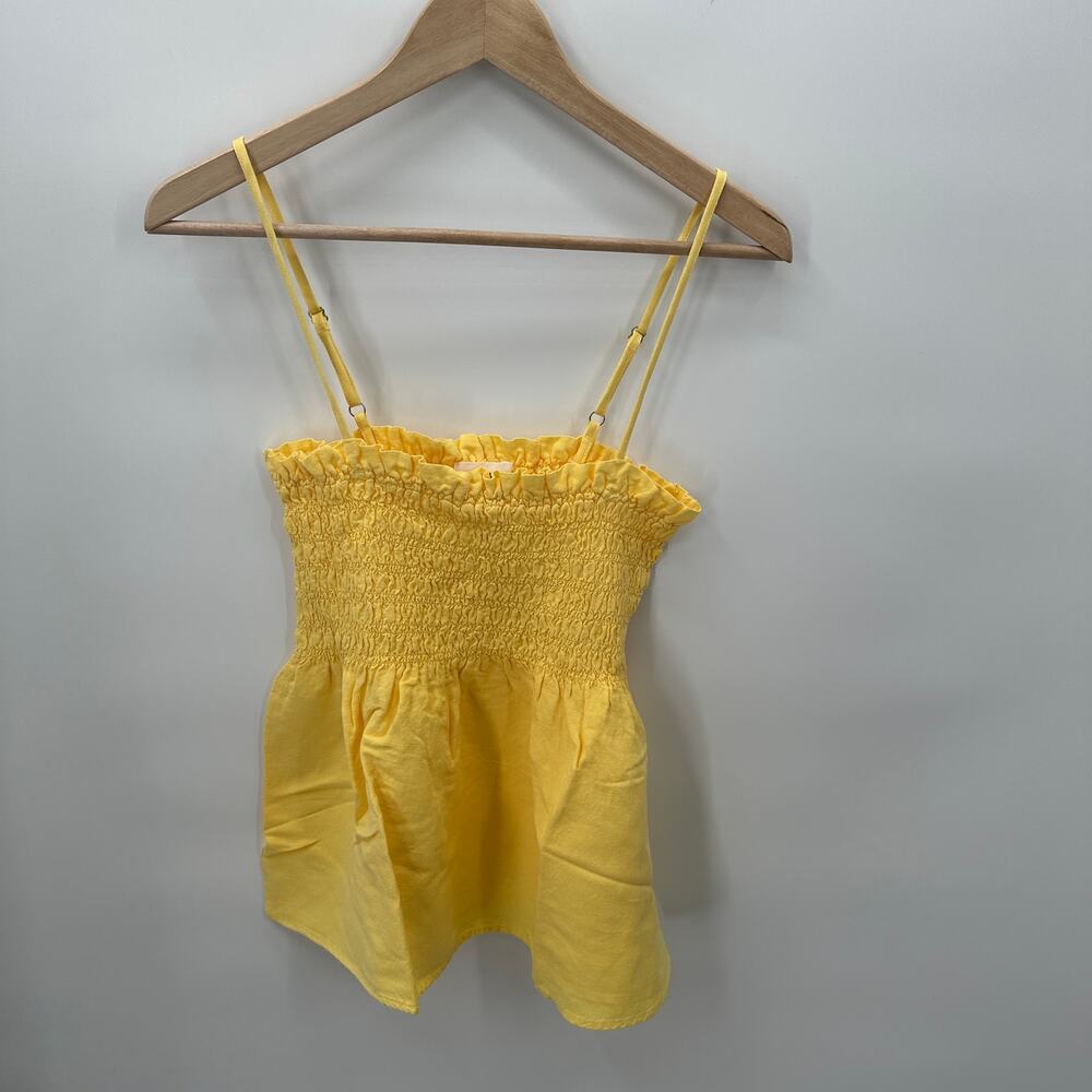 EVEREVE Cloth & Stone NWT Smocked Linen Tank in Yellow // XS - Picture 4 of 12